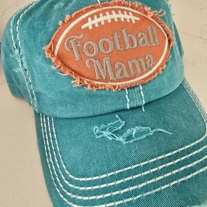 KBETHOS Turquoise Distressed Football Mama Cap NWT